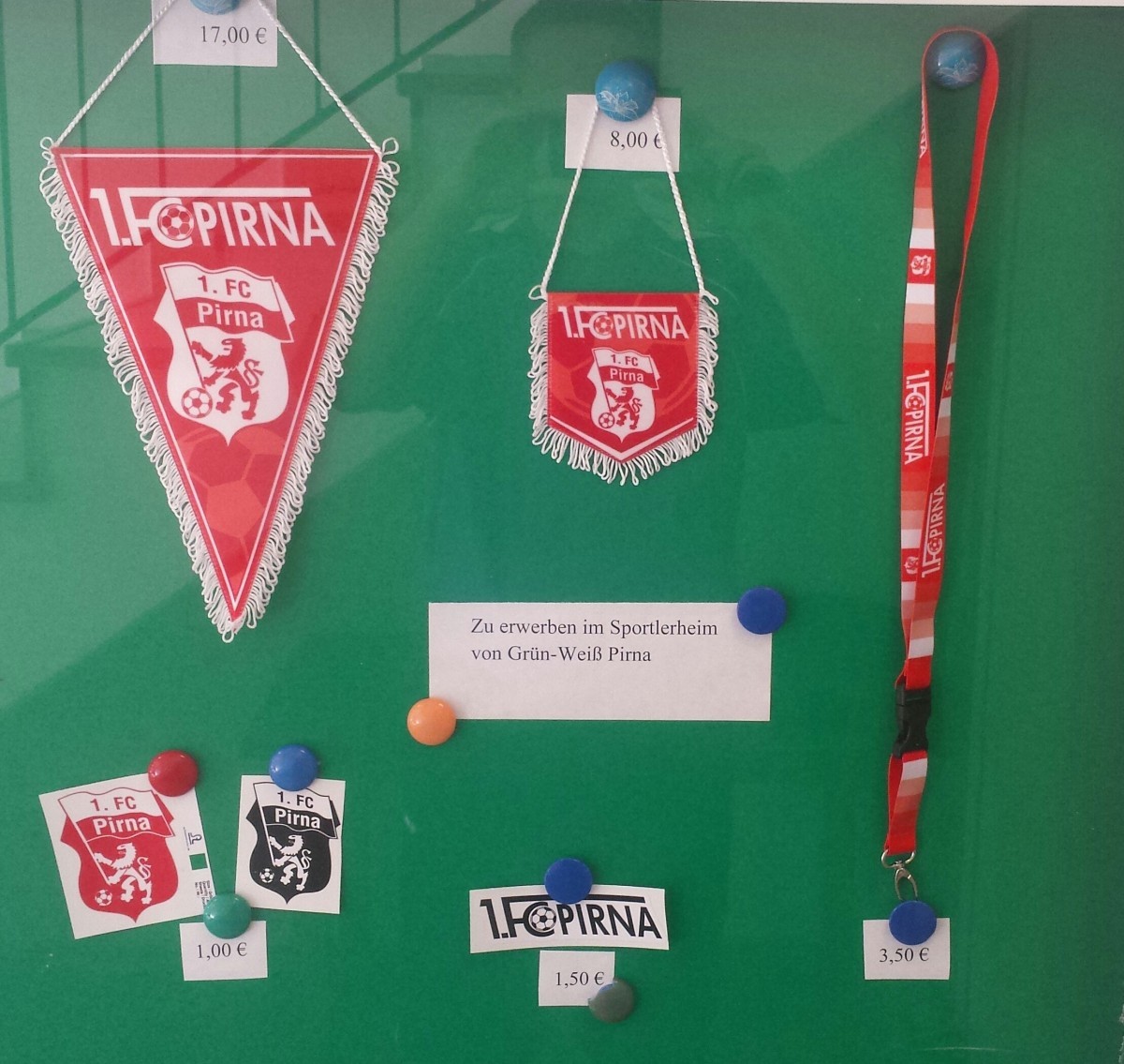 Präsentationsprodukte unseres 1. FC Pirna