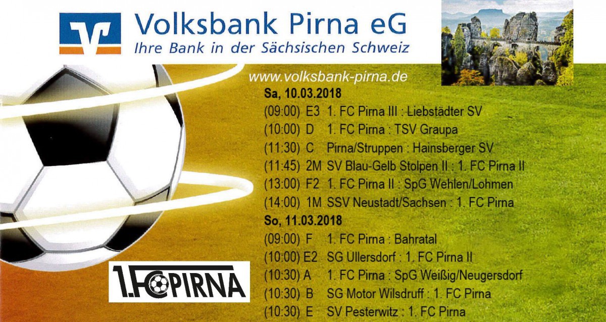 Volksbank Pirna präsentiert die Wochenendvorschau