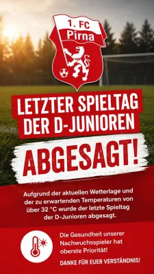 (D2) letzter Spieltag der D - Junioren abgesagt...